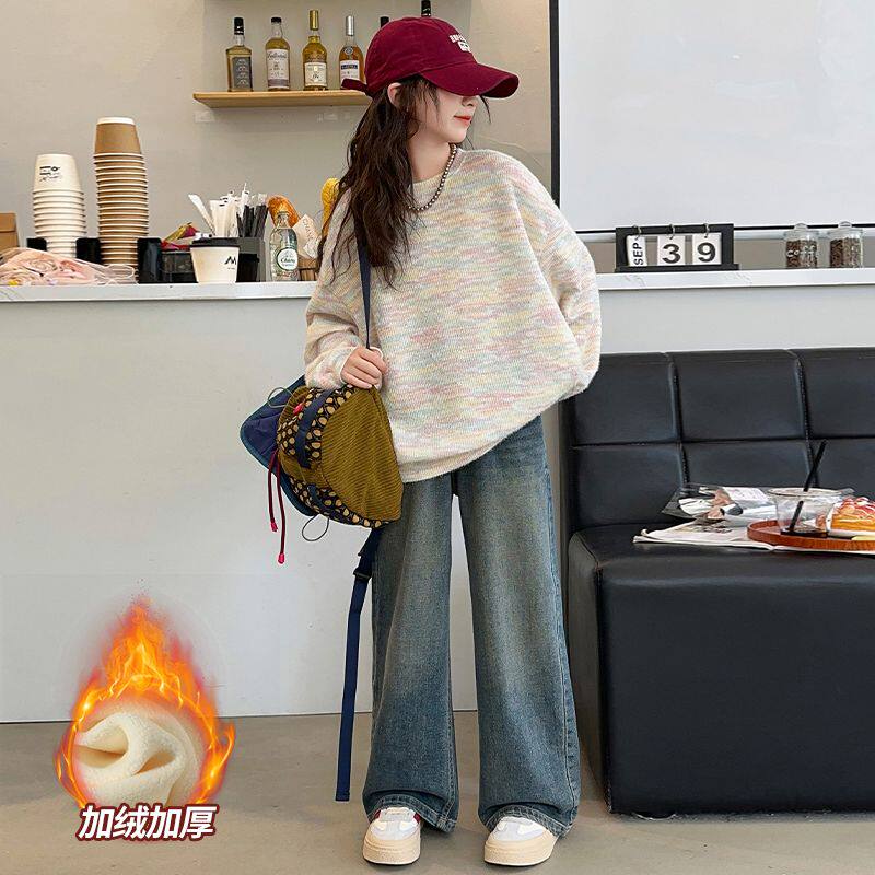 女童卫衣冬季2025新款女孩大童秋装洋气上衣儿童秋冬加绒加厚衣服