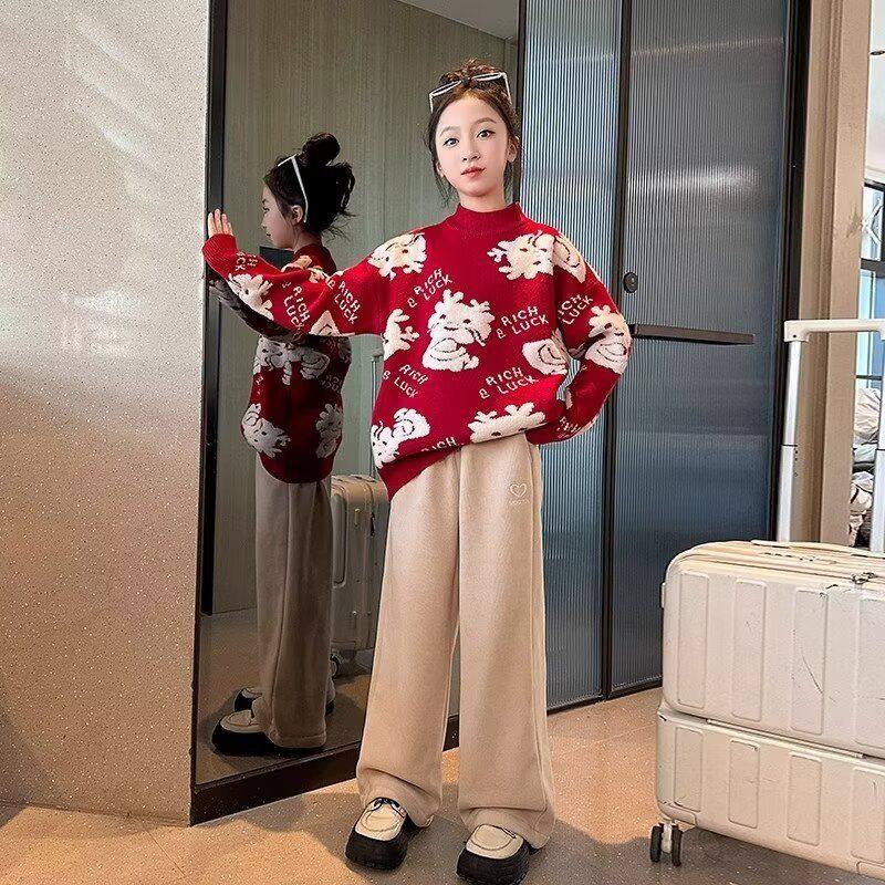 清货价35高质量可退换龙年女童圣诞毛衣童装冬装女孩冬季过年,童装/婴儿装/亲子装,毛衣/针织衫,淘宝优惠券,粉丝福利购,淘宝优惠卷