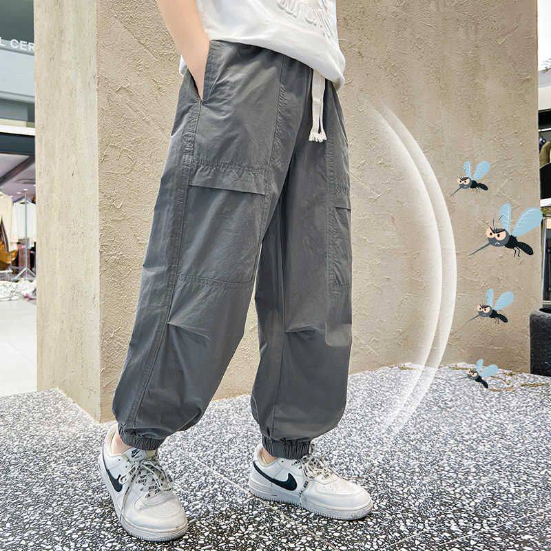 男童裤子夏季薄款中大童装速干防蚊裤儿童男孩工装休闲裤夏天冰丝