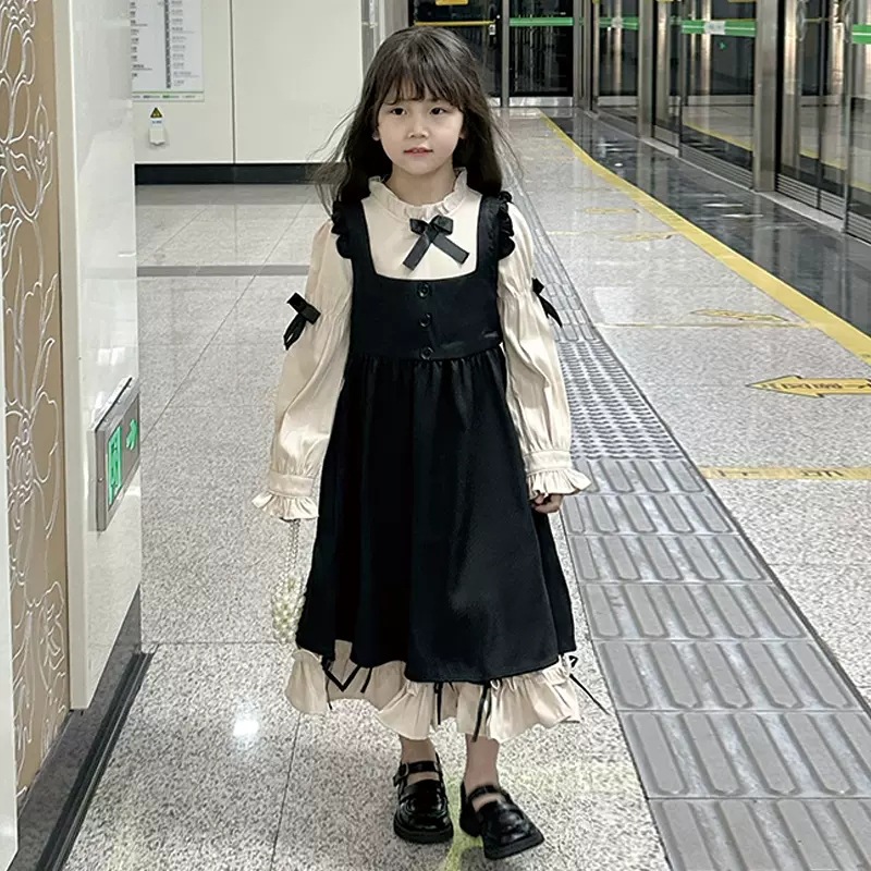 女童韩版拼色休闲连衣裙