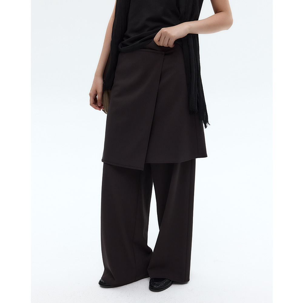 EVERTRUE 阔腿裤女2025秋冬新款韩版高腰宽松长裤子带屁帘93575