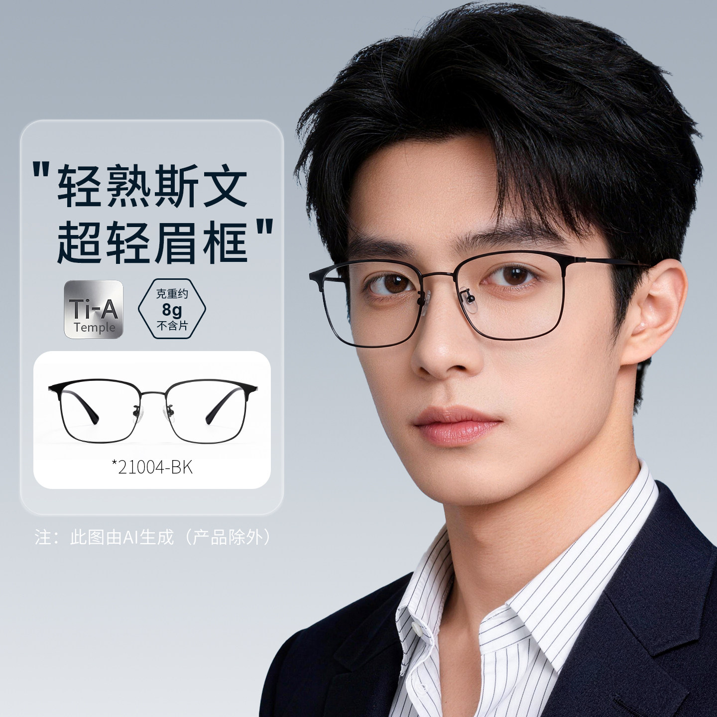 目戏近视眼镜可配蔡司度数可选钛合金网上配眼镜框镜架男21004G