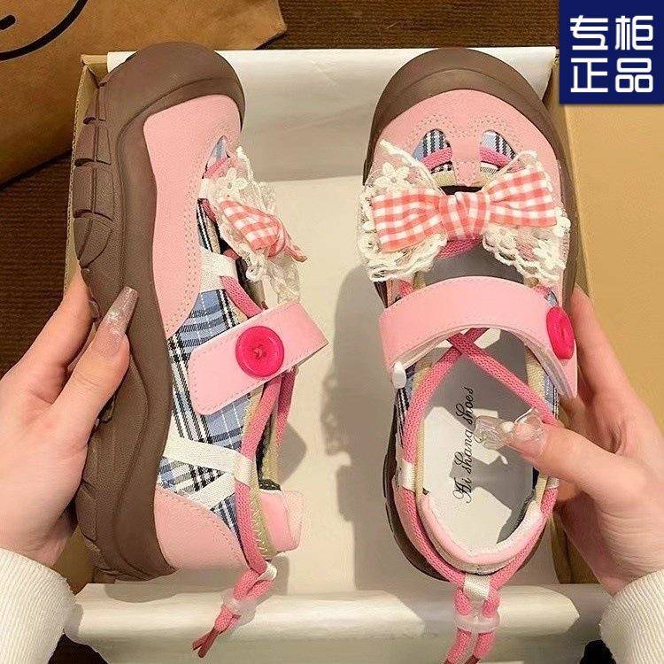 2025季厚底魔术贴丑萌运单鞋夏女小设众计92026014感时尚百搭休闲