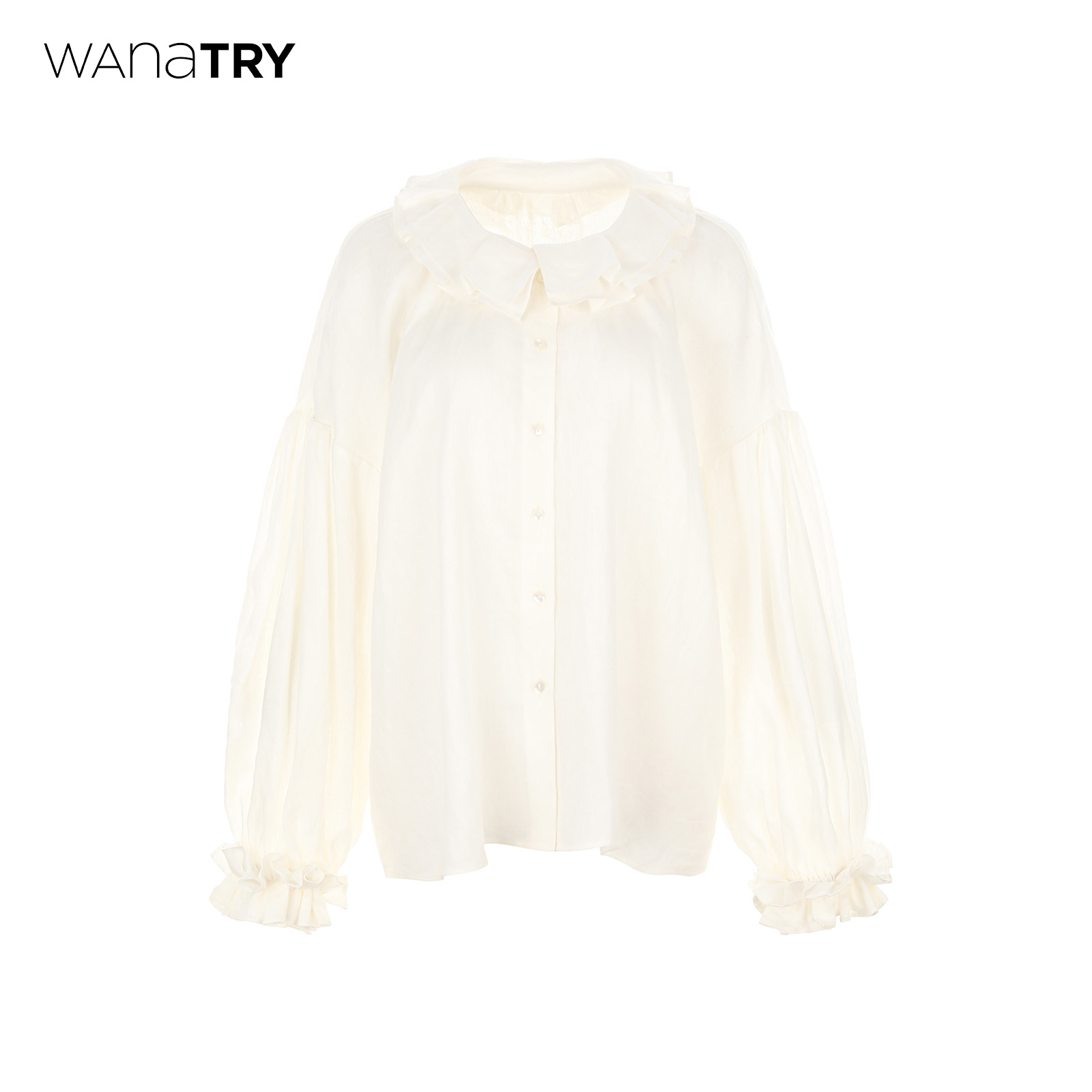 wanatry100%亚麻装饰花边领衬衫