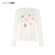 wana 柔软百搭舒适简约上衣女 新品 try猫咪派对印花长袖 T恤26春季