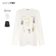wana 简约休闲上衣女 新品 try减龄趣味花卉印花长袖 T恤26春季