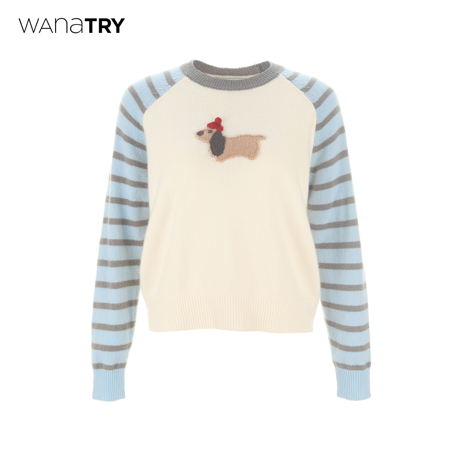 wanatry100%羊毛可爱图案毛衣女