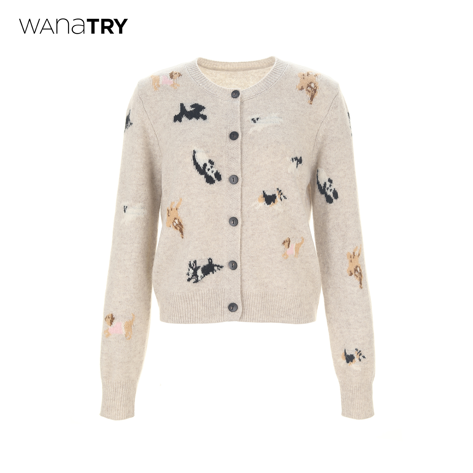 wanatry100%绵羊毛可爱印花毛衣