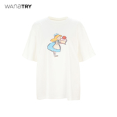try纯棉韩版 宽松显瘦短袖 2025夏季 wana 新品 可爱风印花百搭T恤女