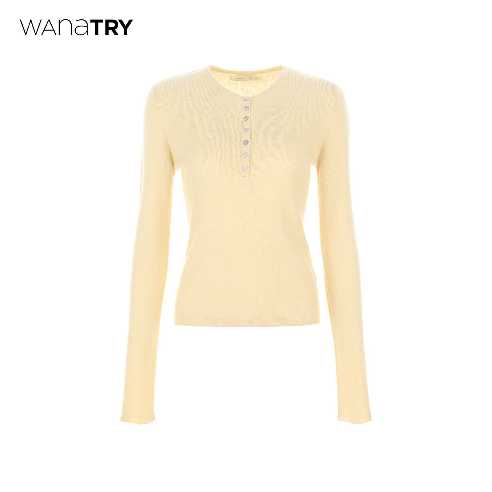 wanatry奶黄色100%羊毛针织上衣
