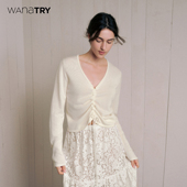 25秋冬新品 wana try羊毛抽绳设计感针织衫 白色时髦休闲百搭上衣女