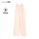 新品 wana try100%苎麻粉色飘逸感吊带连衣裙夏季 禅意温婉连衣裙