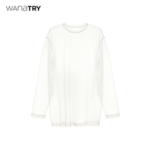百搭休闲上衣女 新品 wana try清透感网纱叠穿打底上衣2026春季