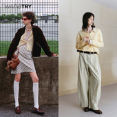 2025秋新品 wana try羊驼毛软糯感圆领韩系温婉开衫 奶油黄休闲针织