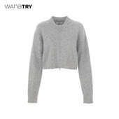 2025秋冬新品 通勤开衫 灰色简约百搭上衣女 try羊毛拉链合身款 wana