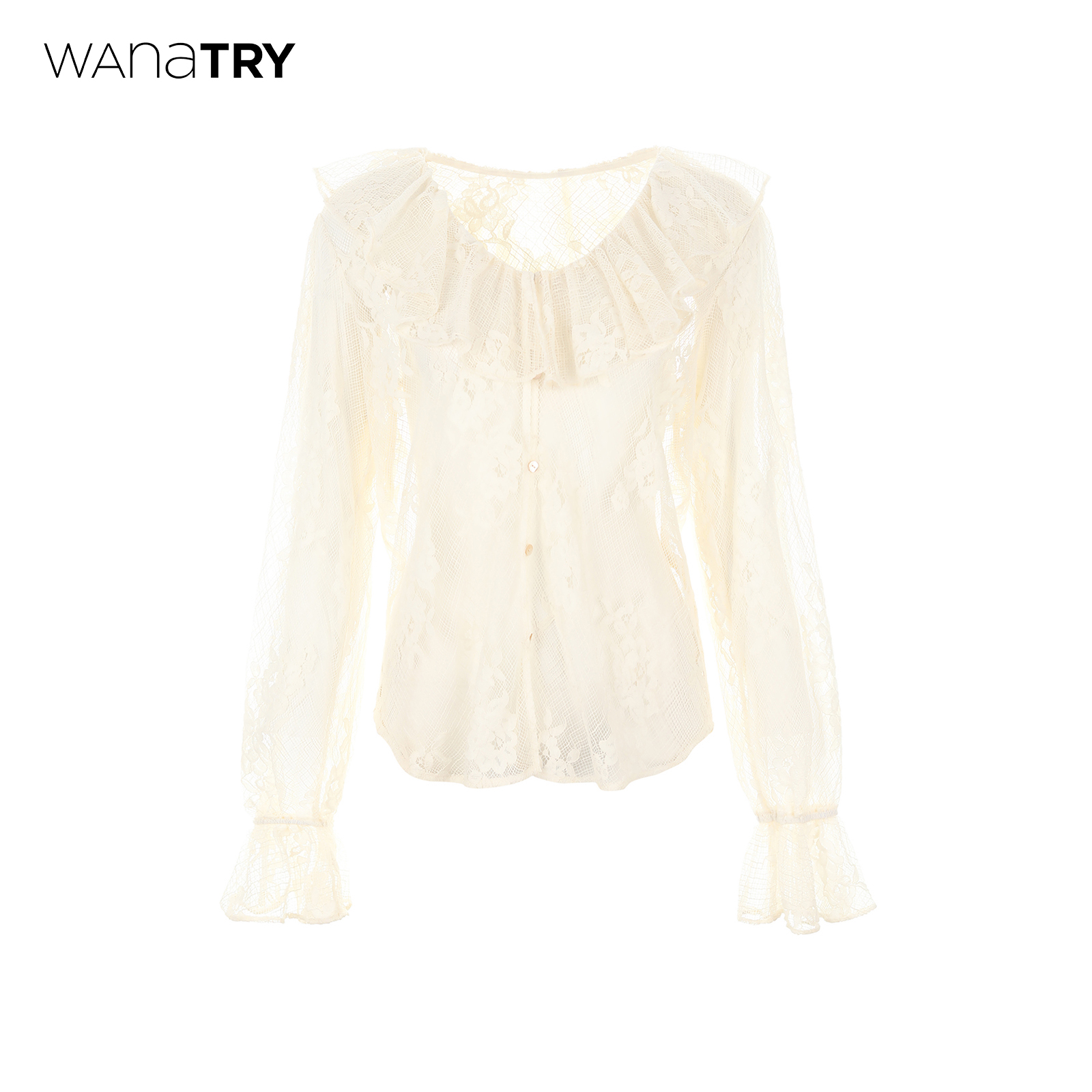wanatry荷叶花边领叠穿蕾丝衬衫