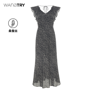清纯简约连衣裙女 新品 wana try100%桑蚕丝斜裁显瘦连衣裙2025夏季
