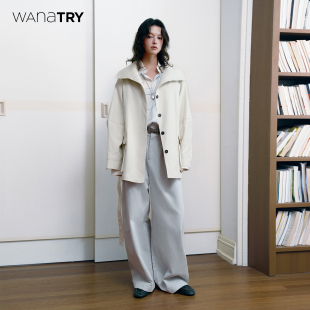 杏色口袋工装 wana 风衣2025新款 通勤高品质短款 休闲外套女 try韩版