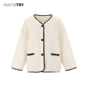 奶白色内里羽绒外套女 新品 wana try超轻90绒白鸭绒绵羊毛外套冬季