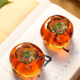 柿柿如意柿子琉璃镇纸毛笔书法镇尺压纸初学者学生创意书房摆件高