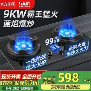 万菲达家宴霸王灶九腔猛火双灶双边定时1级能效天然气液化气