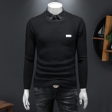 2025秋冬纯色衬衫领套头提花毛衣长袖针织男士打底衫8211-P115，男装针织衫/毛衣，电商D316