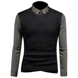 高端时尚男士商务帅气假两件拼接毛衣假两件打底衫M019-P105，男装针织衫/毛衣，电商D316