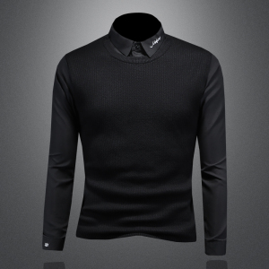 2025秋冬新款羊毛衫刺绣长袖假2件打底衫 M012-P105,男装针织衫/毛衣,电商D316