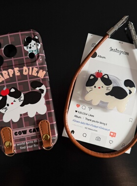 苹果小猫适用苹果17promax菲林手机壳iPhone16全包软壳华为P80小米VIVOX300荣耀一加OPPO韩版ins风保护套格纹