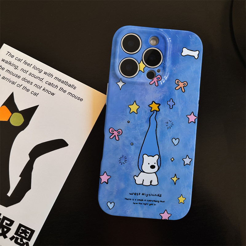 星星小狗适用苹果17promax菲林手机壳iPhone16全包软壳华为P80小米VIVOX300荣耀一加OPPO韩版ins风保护套