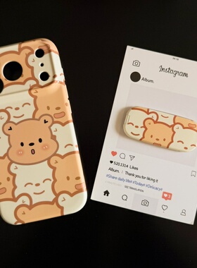 满屏小熊适用苹果17promax菲林手机壳iPhone16全包软壳华为P80小米VIVOX300荣耀一加OPPO韩版ins风保护套可爱