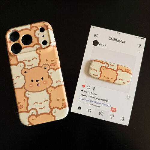 满屏小熊适用苹果17promax菲林手机壳iPhone16全包软壳华为P80小米VIVOX300荣耀一加OPPO韩版ins风保护套可爱