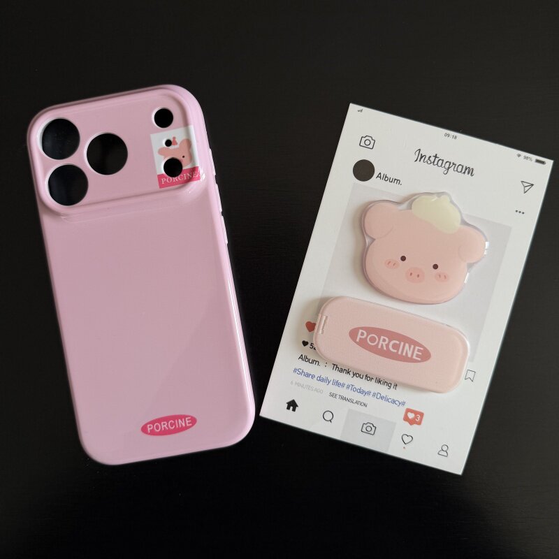 粉色猪猪适用苹果17promax菲林手机壳iPhone16全包软壳华为P80小米VIVOX300荣耀一加OPPO韩版ins风保护套可爱