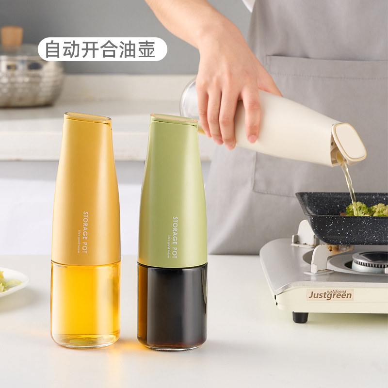 自动开合防漏玻璃油壶套装图片