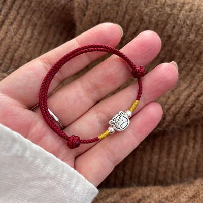 足银999生肖马鼠蛇本命年红手链