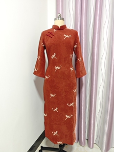 【蜻蜓】落萦少女改良倒大袖旗袍新中式连衣裙秋冬日常可穿小个子