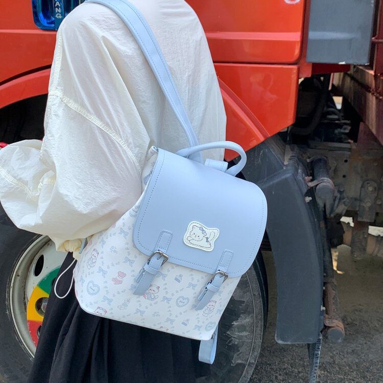 卡通可爱猫咪印花双肩包包女韩版原创大容量学生书包百搭手提背包