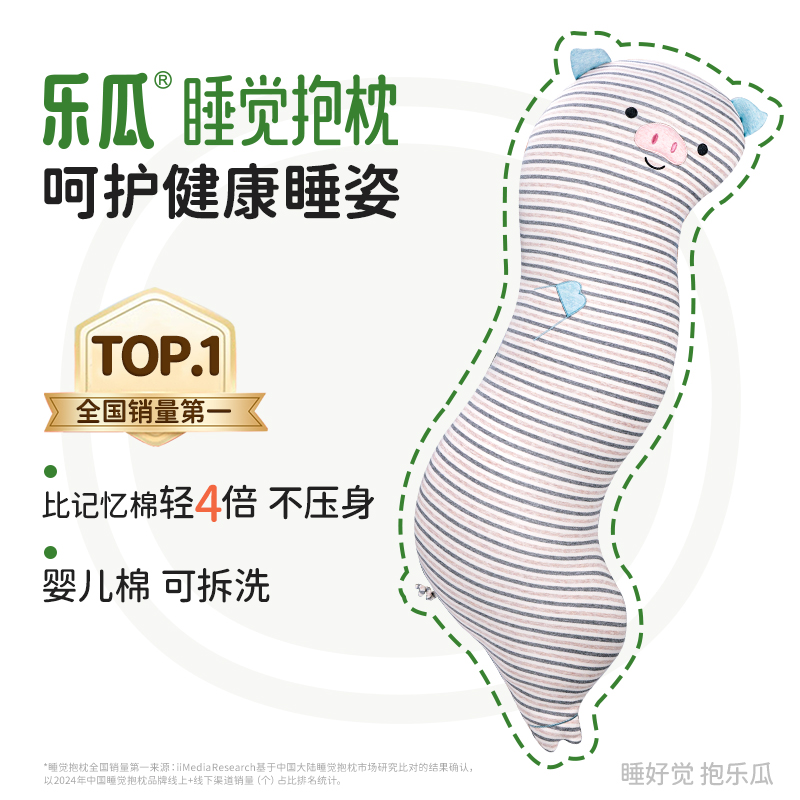 乐瓜新款蓝耳猪睡觉抱枕