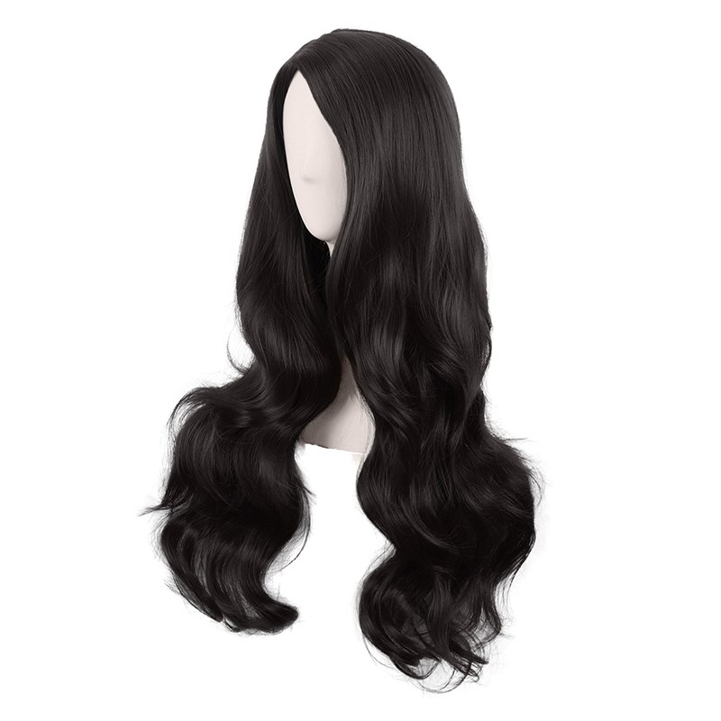 潼漫 cos假发女长发动漫高温丝中分刘海自然黑色边分长卷发全头套
