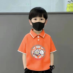 中小儿童宝宝卡通帅气翻领T恤上衣 纯棉男童装 POLO衫 2024夏季 新款
