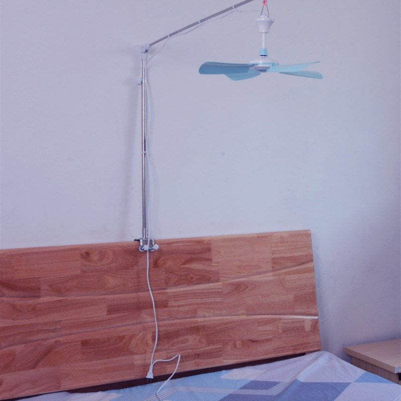 丝雨升级全不锈钢床头夹微风小吊扇支架伸缩折叠加长粗横杆2020