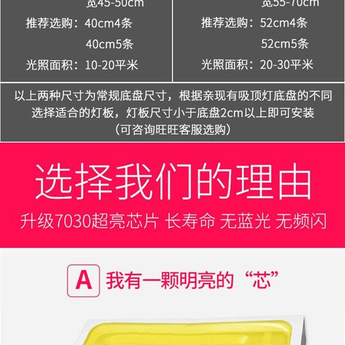 led灯条 改造灯板超亮贴片家用客厅节能灯管长方形吸顶灯灯芯质保