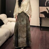 三吉黑花 长裙潮 国风鎏金马面裙A字半身裙秋冬款 醉琼芳 新中式