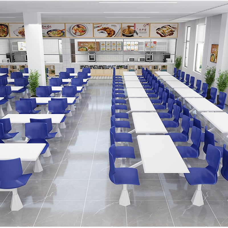 学校工厂食堂餐桌单位餐厅员工饭堂连体不锈钢快餐小吃店桌椅组合