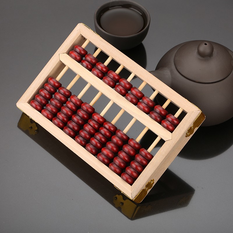 实木仿古小号九档算盘原木做旧工艺算盘装饰摆件摆设工艺文玩算盘