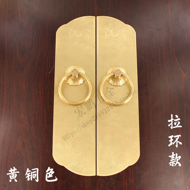 新中式简约大门加厚纯铜拉手门环门栓老式复古木门把手插销门锁