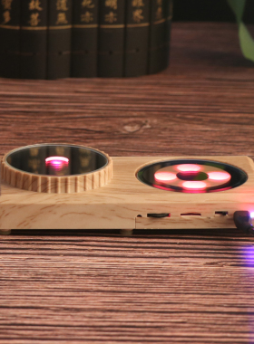 LED底座灯发光七彩色插电上电池两用灯饰品旋转放摆件 桌面小夜灯