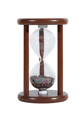 中国古典风圆形木框金银彩色沙漏计时器家居书房办公室摆件礼物品