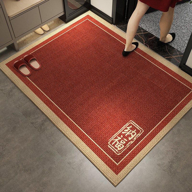 入户门地垫高级感红色进门门口脚垫家用喜庆防滑耐脏免洗玄关地毯