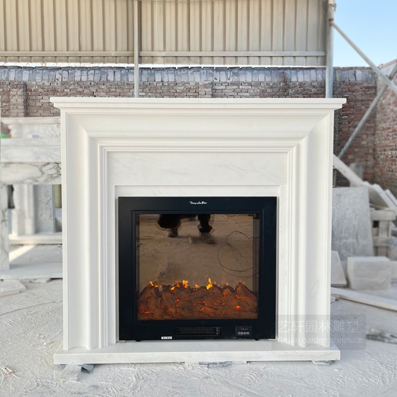 大理石汉白玉法式壁炉架简约美式欧式别墅客厅石材装饰柜石雕定制